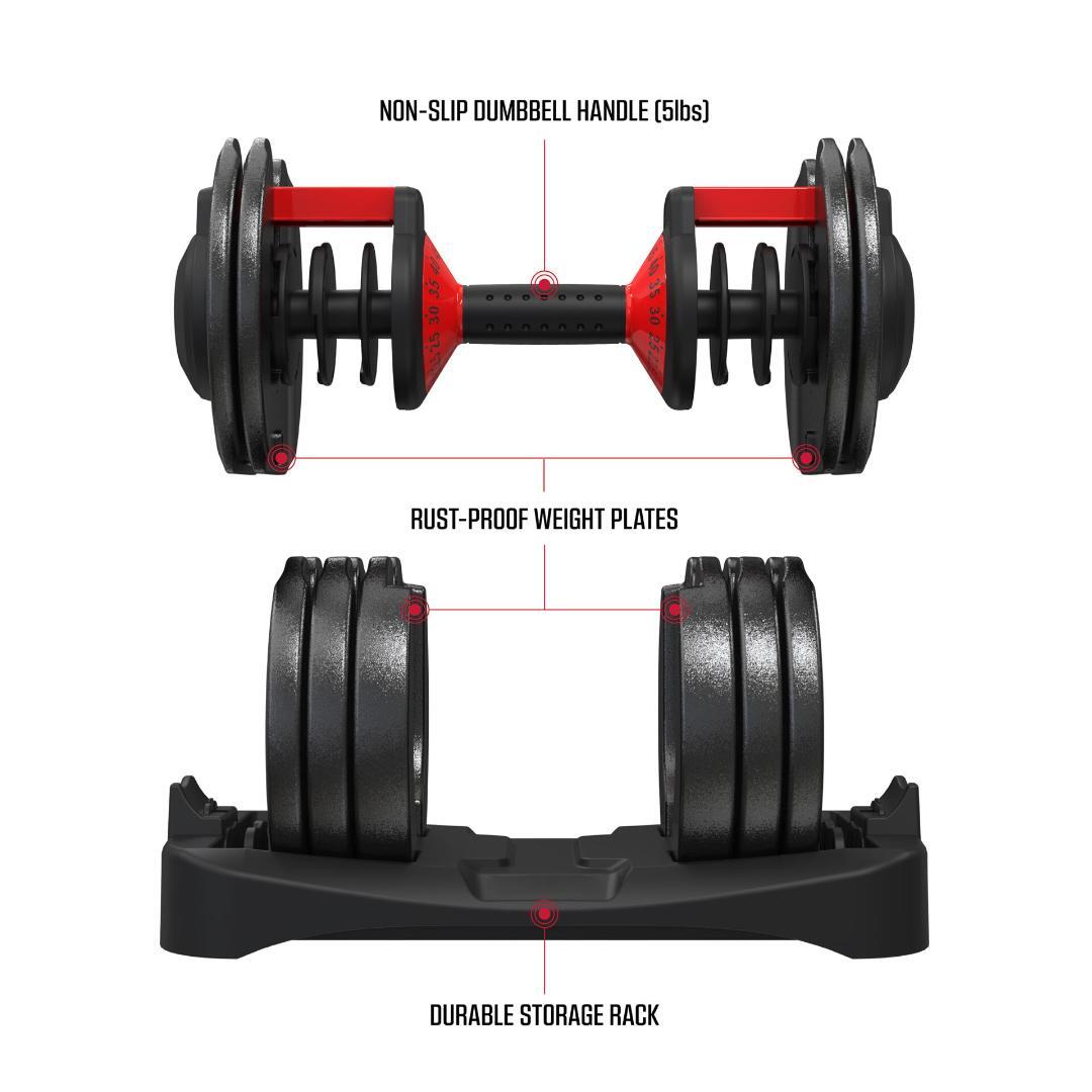 Manubrio Pesi Palestra Casa Da 2.5 A 24 Kg - 15 Livelli Regolabili Set V2 Con Ba 7/7