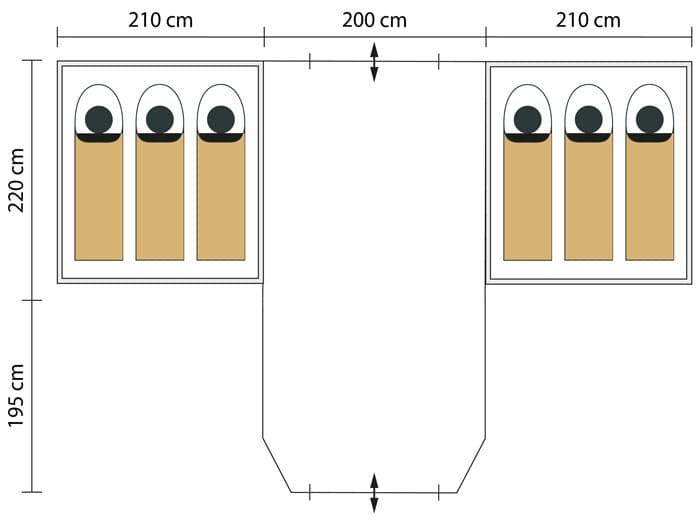 Seconde vie - Tente dôme camping Skandika Hammerfest 6 Plus - Cabines sombres 7/7
