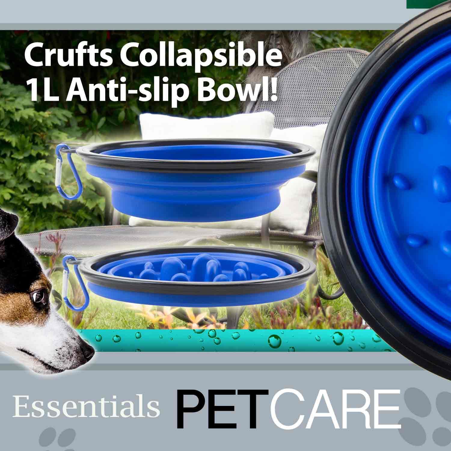 Crufts Collapsible Anti Gulp Travel Pet Food Bowl, 1 Litre 2/7