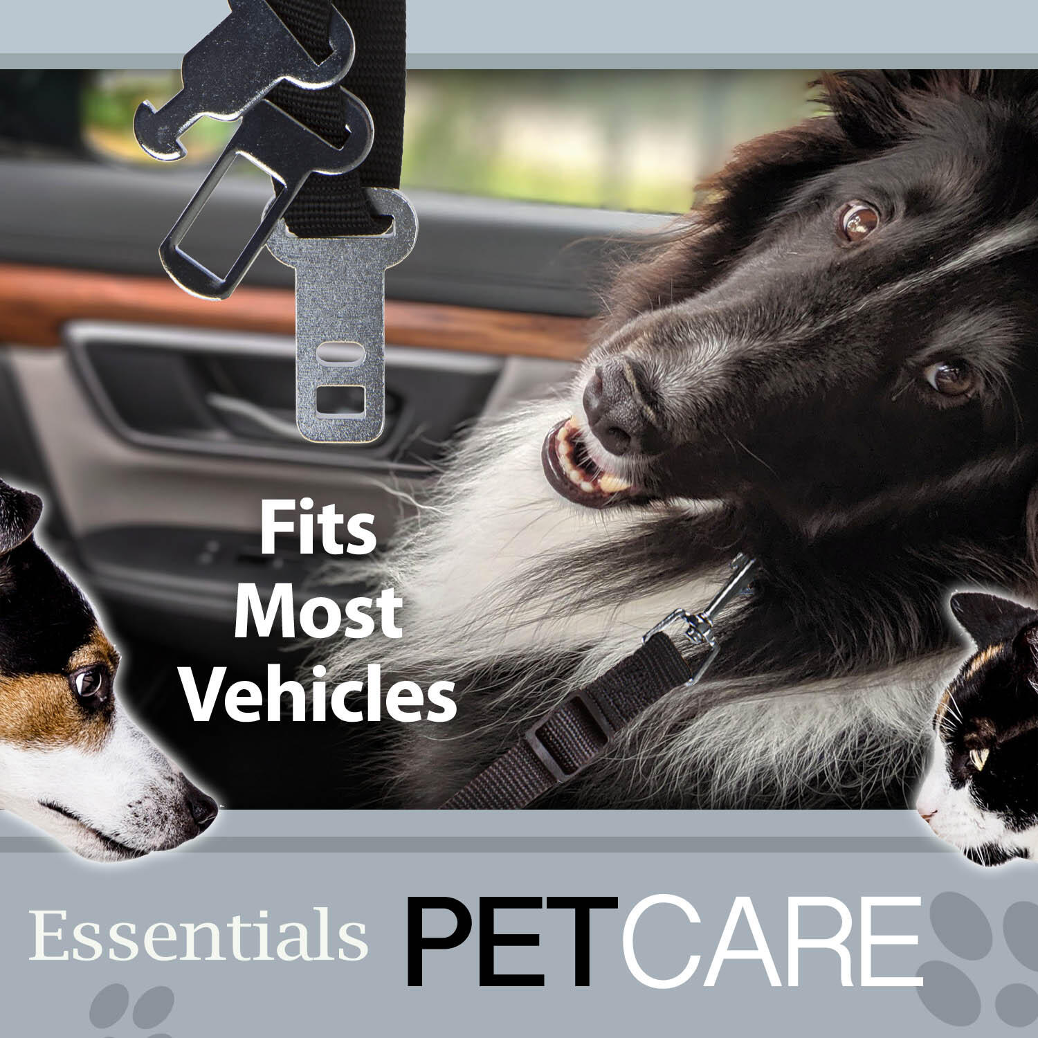 Crufts -Universal Pet Seat Belt Travel Restraint 3 Assorted Car Buckles 7/7