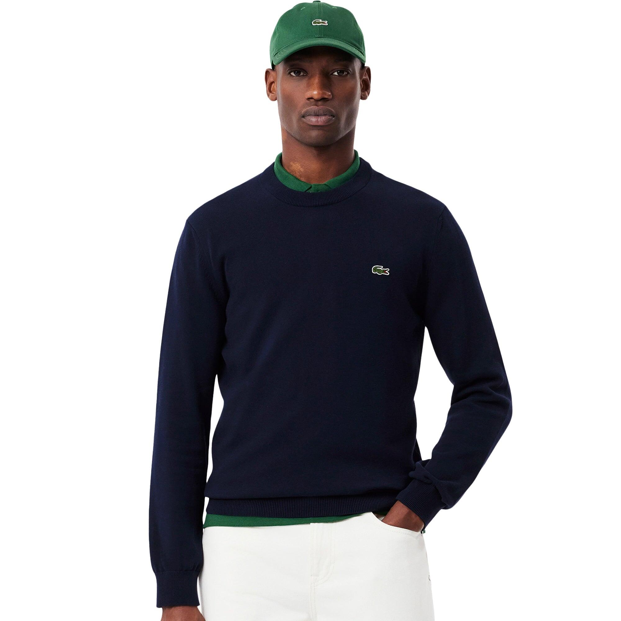 Trui Lacoste klassiek marineblauw met ronde hals 2/4