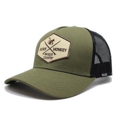 5-panel trucker pet / gerecycled / volwassene / eén maat (olijfgroen/zwart)