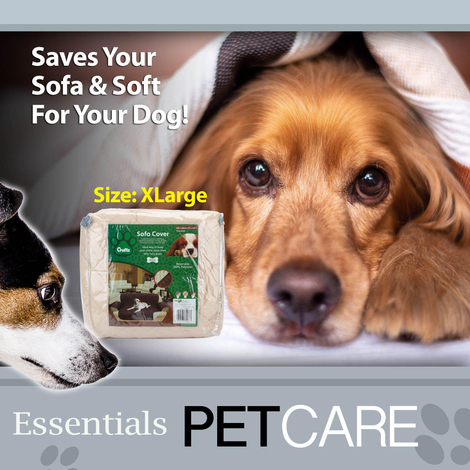 Crufts- 3 Seat Sofa Cover- Pets Sofa Cover, Cream, 280 x 190cm 5/7