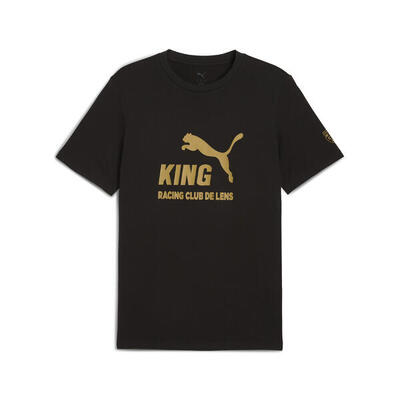 Rc lens king t-shirt met logo voor heren puma black matte gold beige