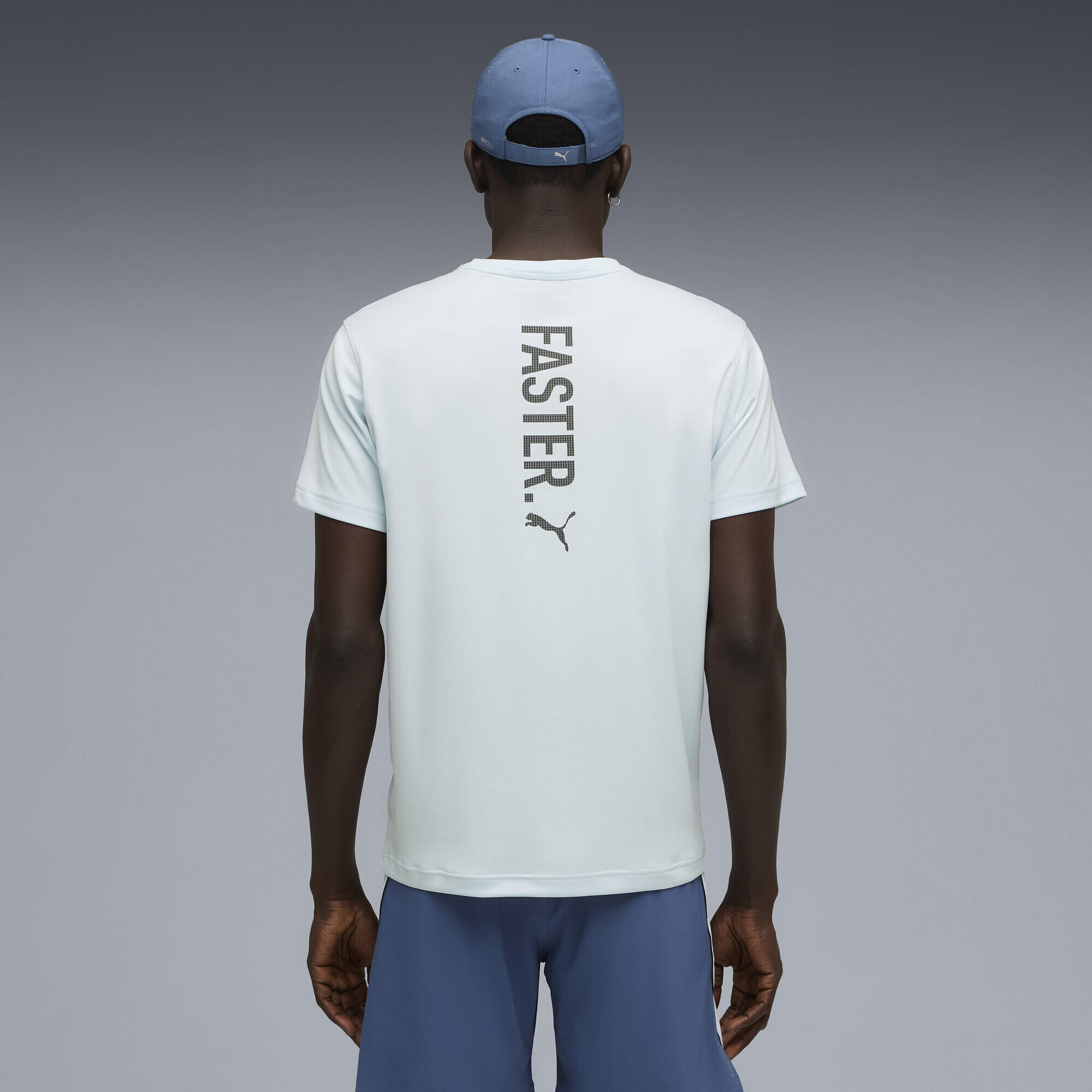 T-shirt con grafica Running Faster da uomo PUMA Sea Glass Blue 3/7