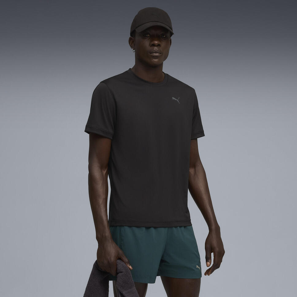 Męska koszulka do biegania z nadrukiem Faster PUMA Black Q3 & Q4