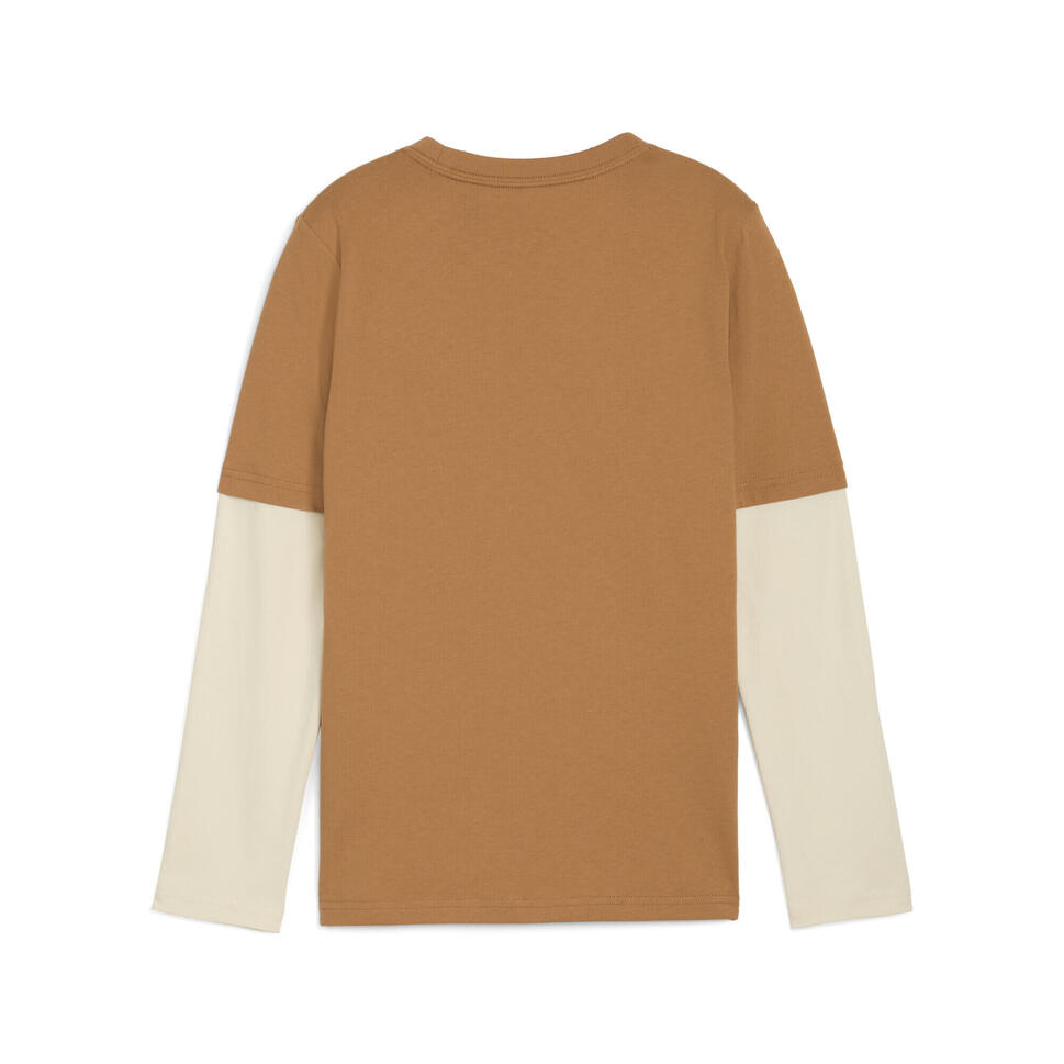 Młodzieżowa warstwowa koszulka MID90s z długim rękawem PUMA Melted Caramel Brown