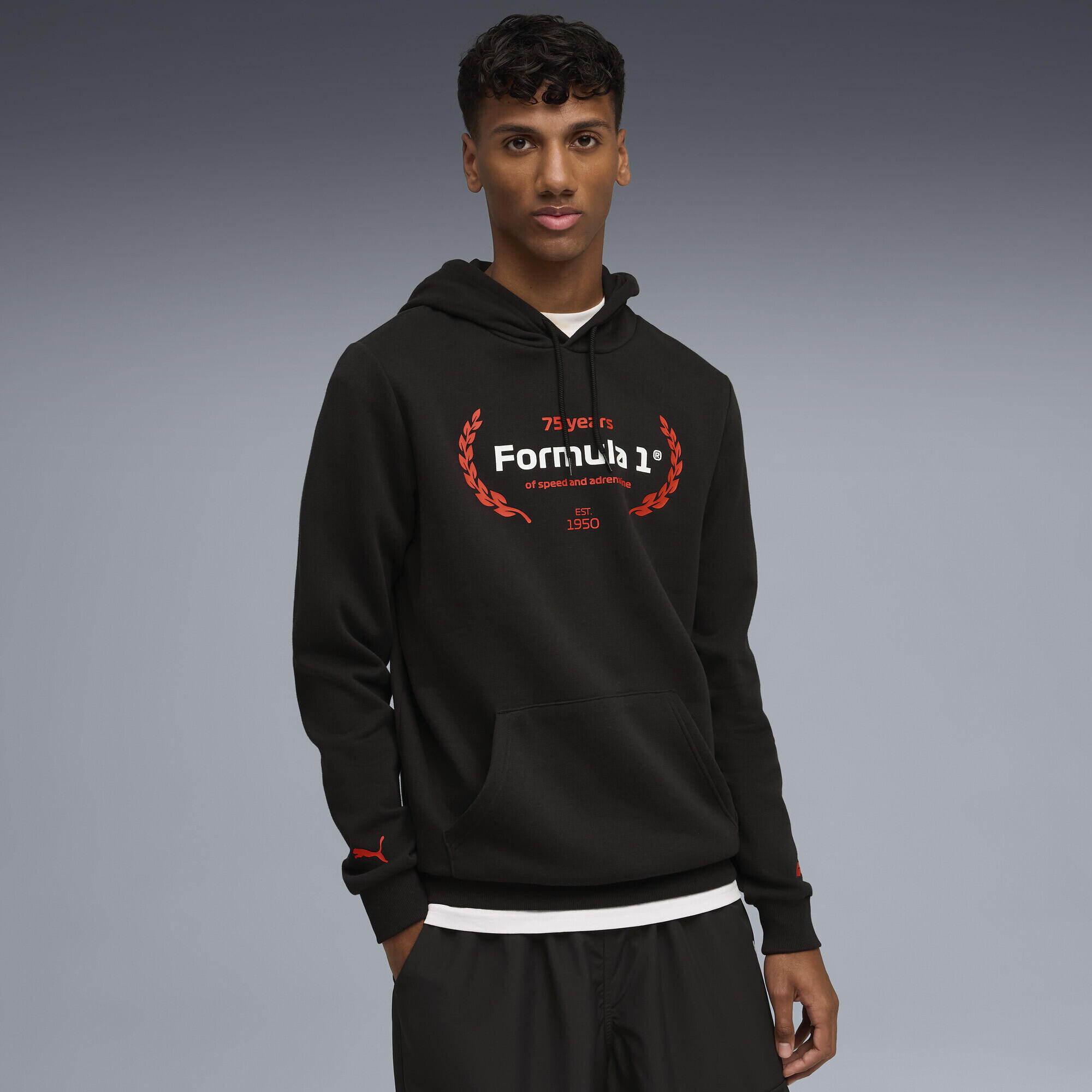 Manșoane de compresie alergare bărbați cu glugă Essentials Logo Graphic Hoodie 2/7