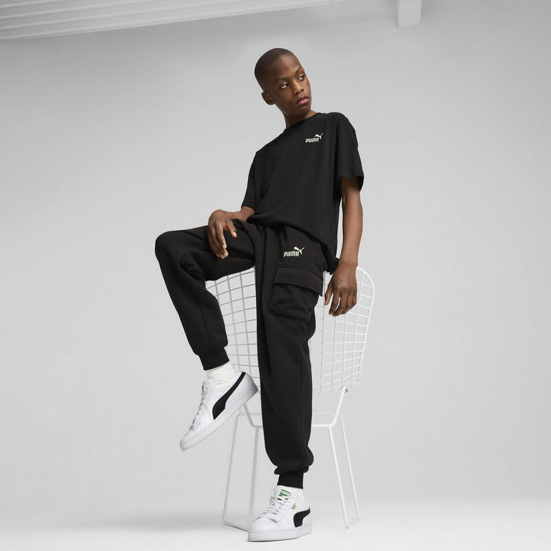 Młodzieżowe bojówki Essentials z logo No. 1 PUMA Black
