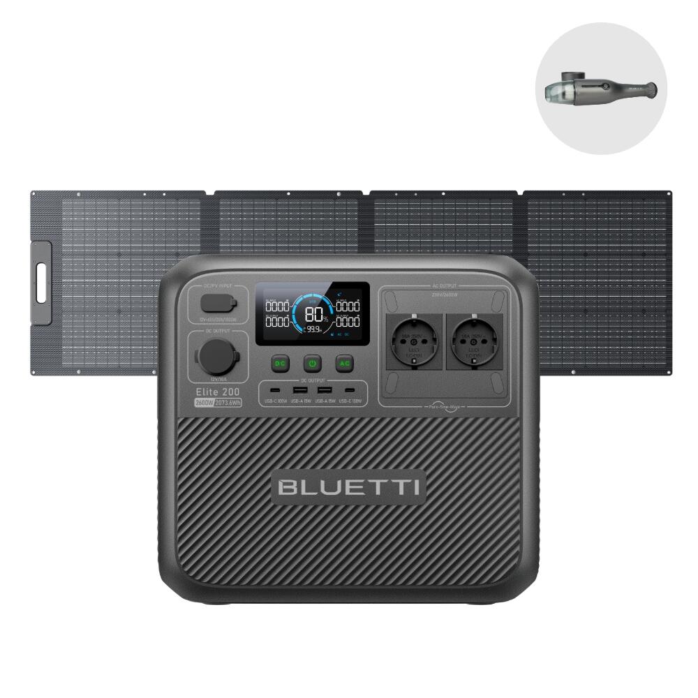 Bluetti elite 200 v2 2600w/2073.6wh gerador portátil com painel solar de 200w