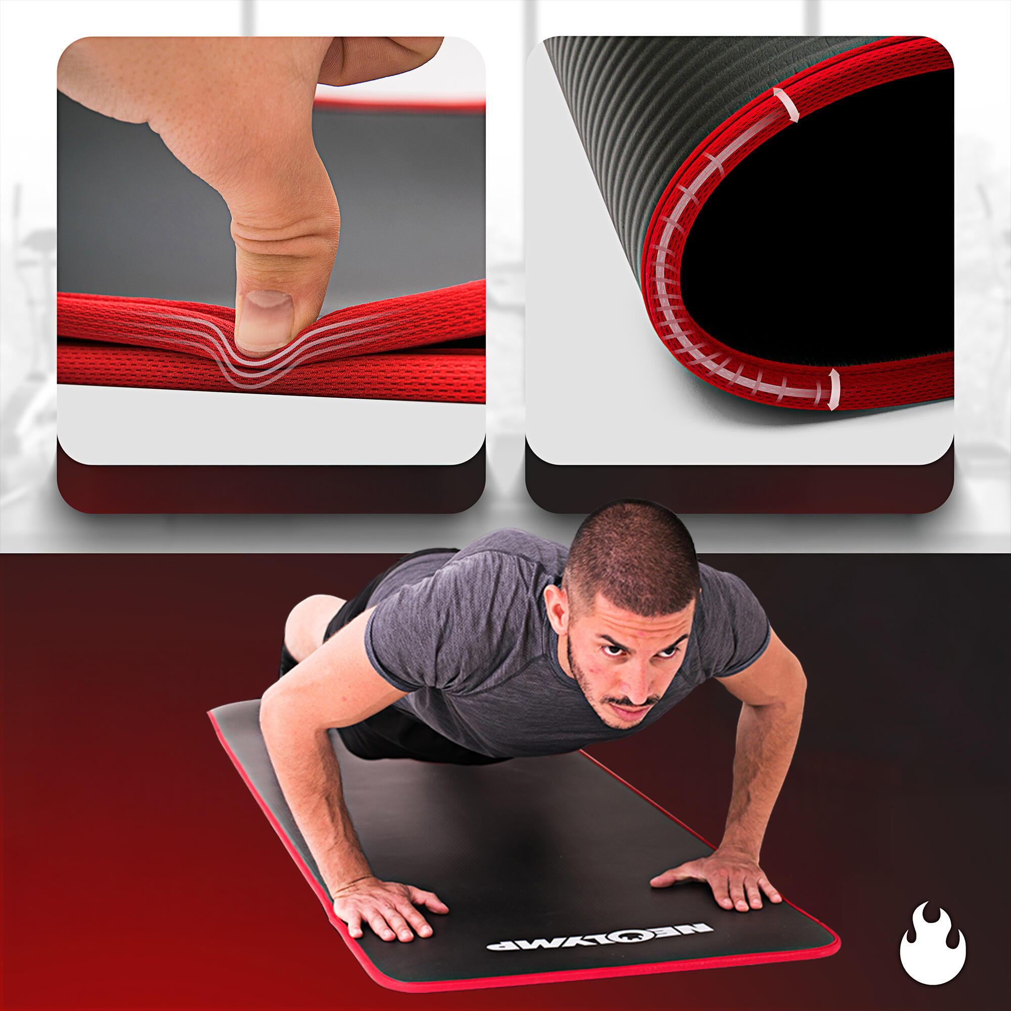 Fitnessmatte – Extra dicke Sportmatte,  gelenkschonende Trainingsmatte - 61cm 5/7