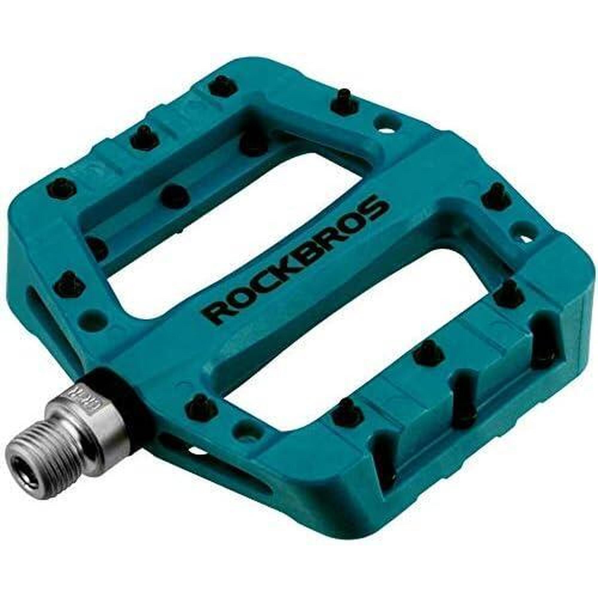 Rockbros - Rockbros Pédales Vélo Vtt Bmx Large, Paires De Pédales Plates - Pédale - Bleu - 125 Mm - Decathlon