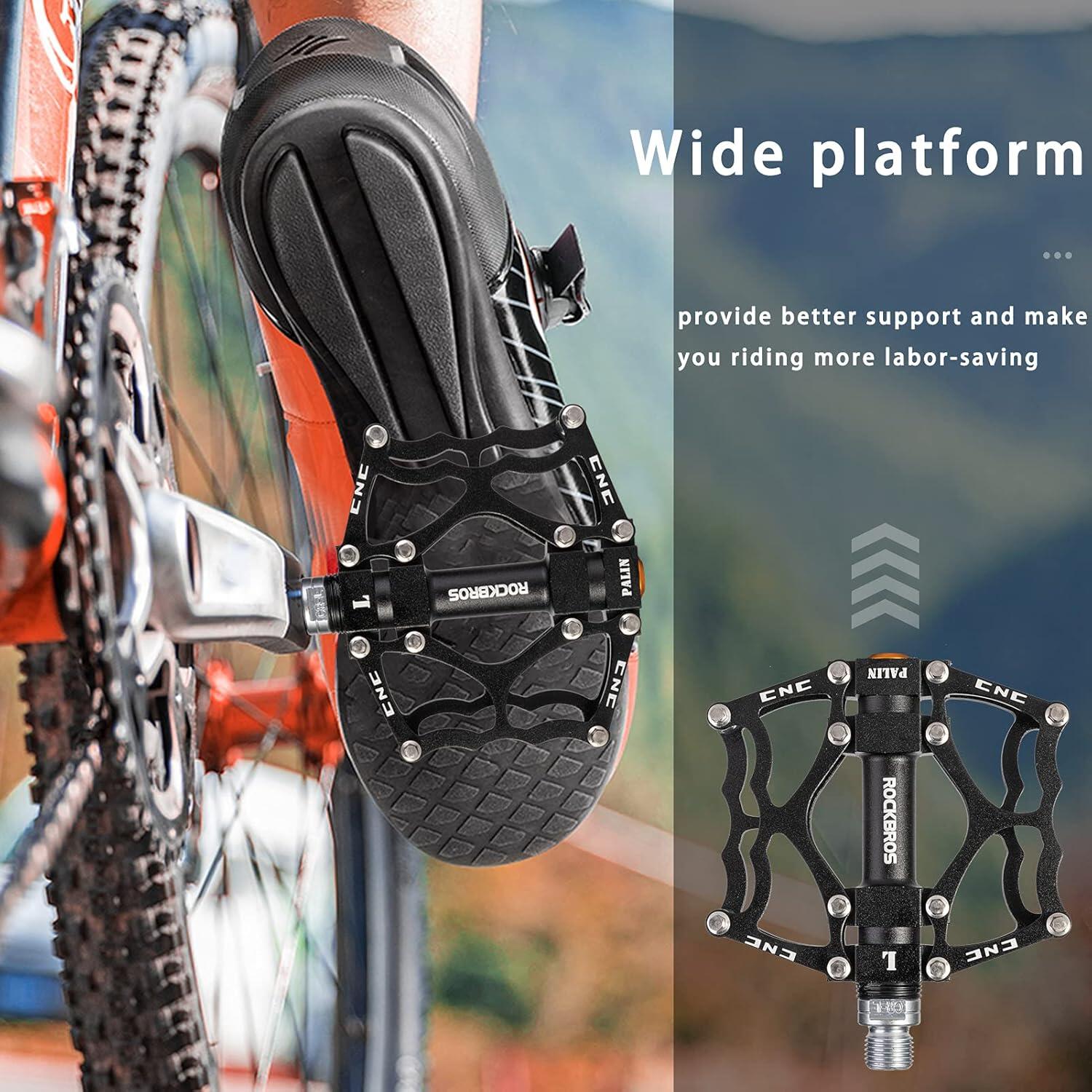 ROCKBROS Pédales Vélo Route 9/16 pour VTT BMX, Bleu Noir 6/7
