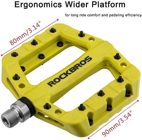 ROCKBROS Pédales Vélo VTT BMX Large, Paires de Pédales Plates 5/8