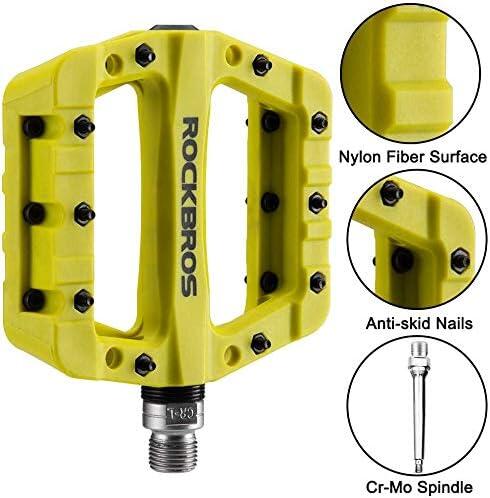 ROCKBROS Pédales Vélo VTT BMX Large, Paires de Pédales Plates 3/8