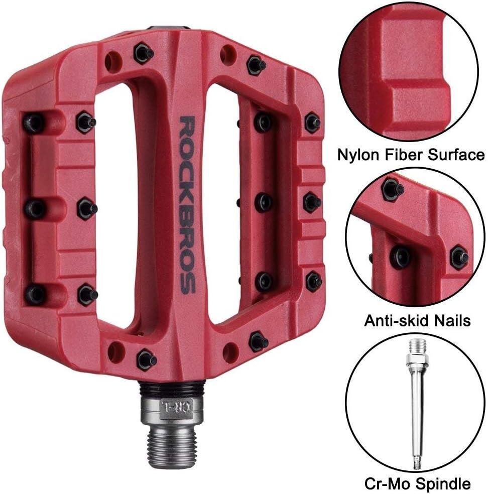 ROCKBROS Pédales Vélo VTT BMX Large, Paires de Pédales Plates 3/8