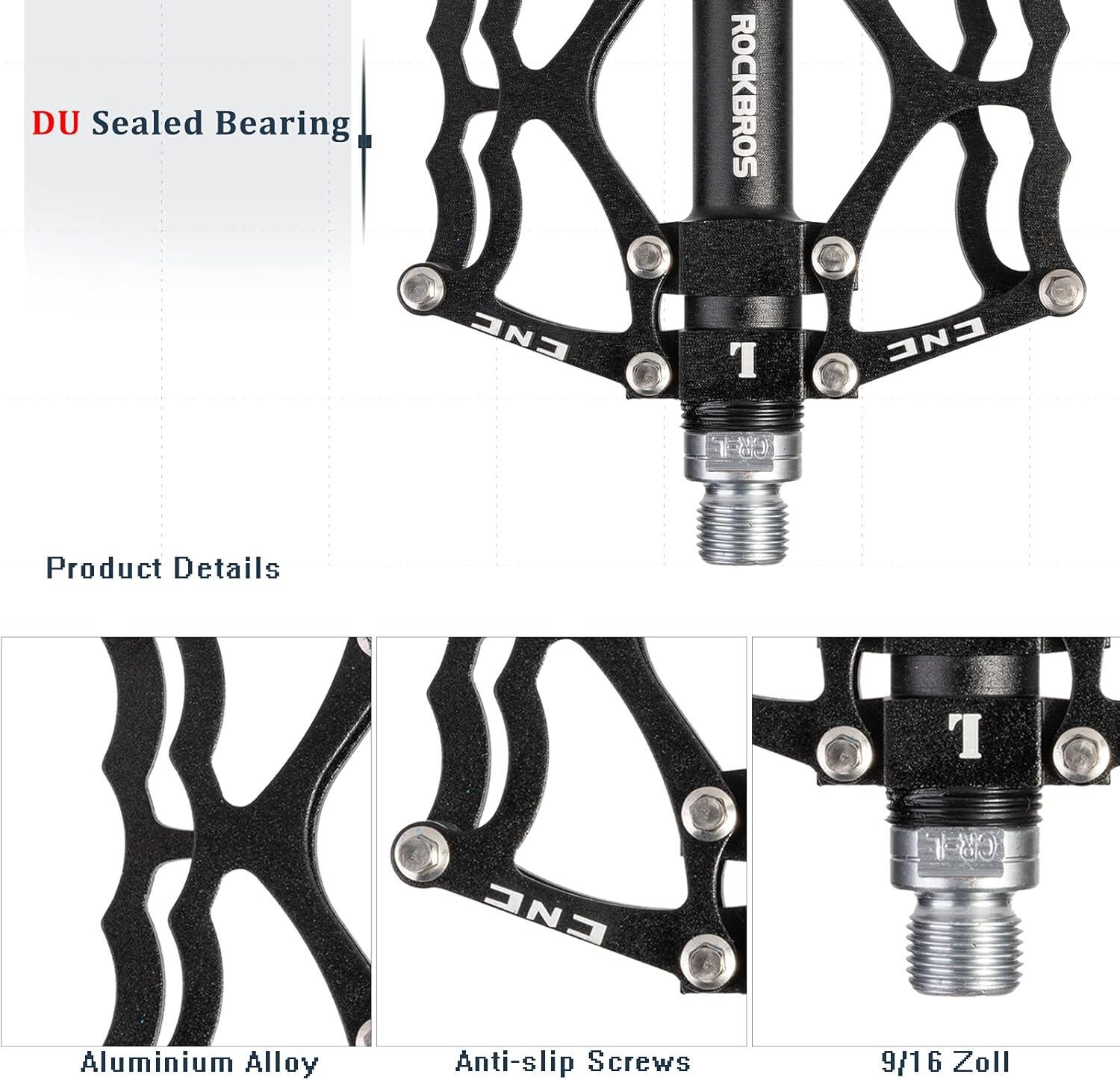 ROCKBROS Pédales Vélo Route 9/16 pour VTT BMX, Bleu Noir 3/7