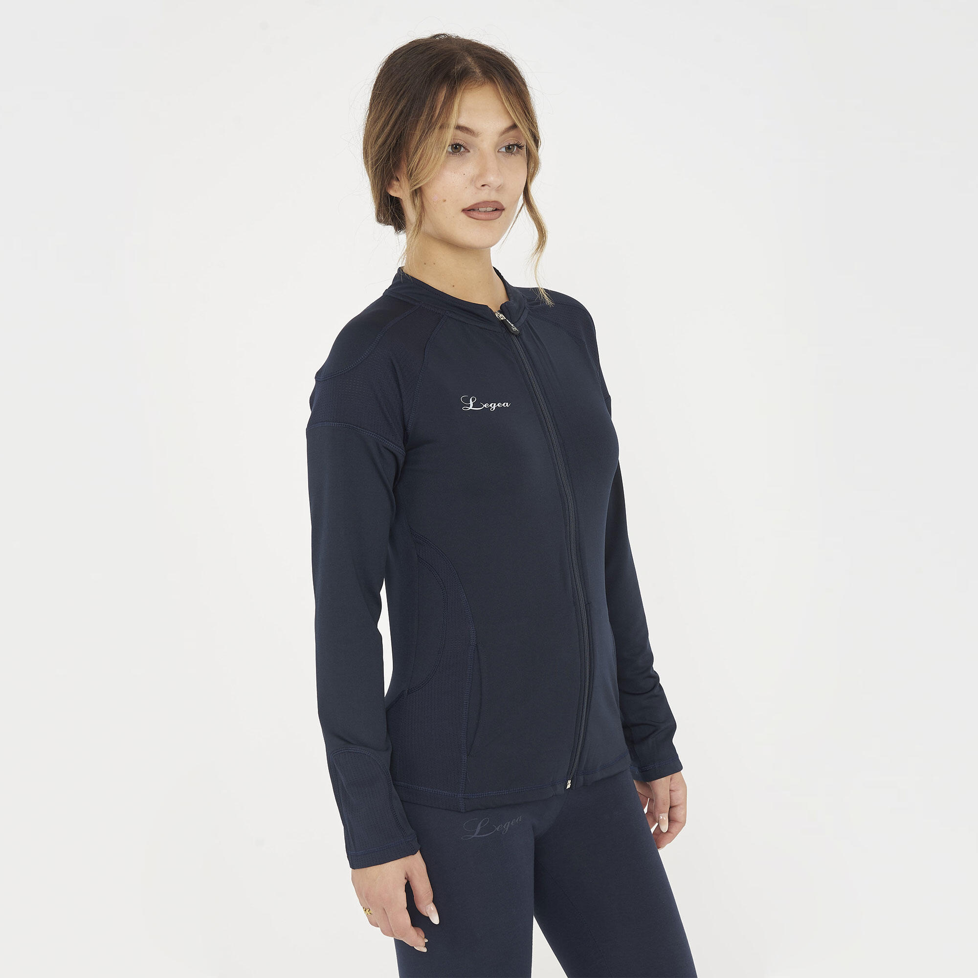Jaqueta Esportiva Feminina Aleda Azul Com Zíper 6/7