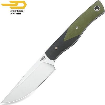 Bestech Couteau Heidi Blacksmith Noire et Vert G10 D2