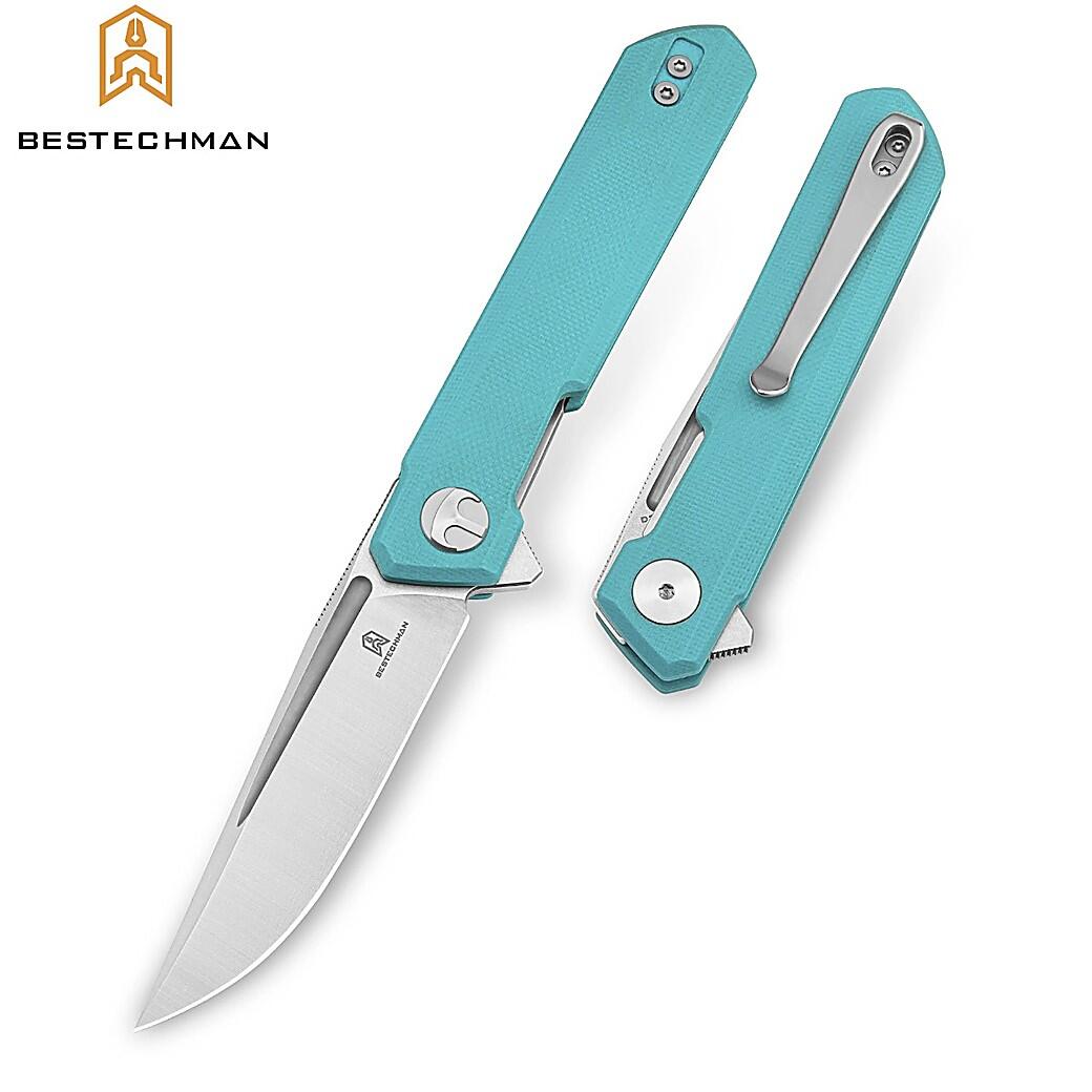 Bestechman Couteau de Poche Mini Dundee Bleu Tiffany G10 D2 4/7