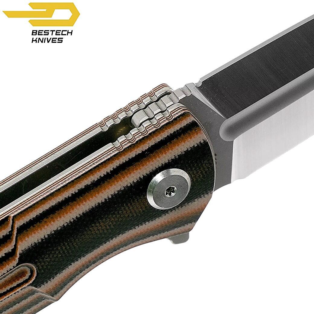 Canivete Bestech Fin Preto Laranja Bege G10 14C28N 4/7