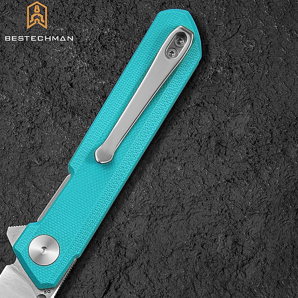 Bestechman Couteau de Poche Mini Dundee Bleu Tiffany G10 D2 7/7