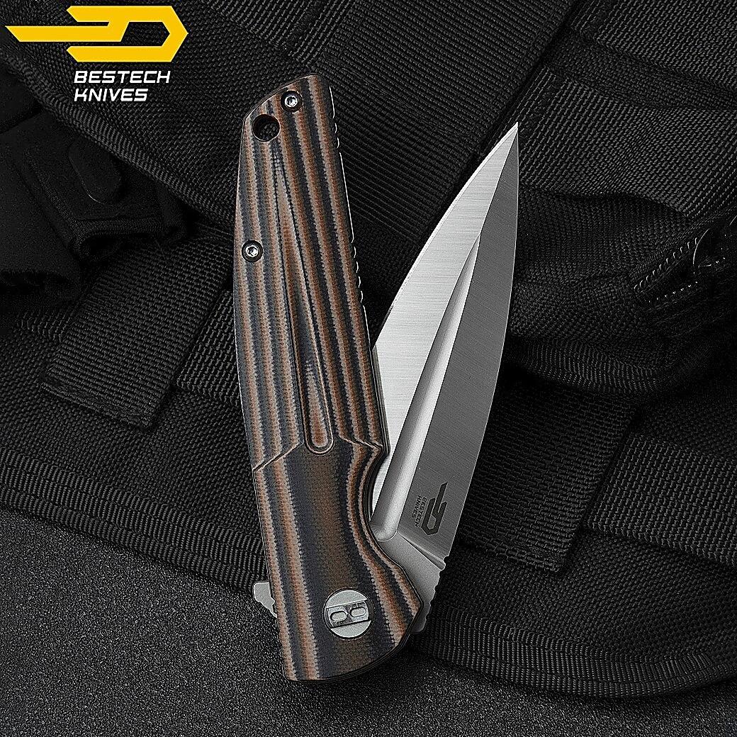 Canivete Bestech Fin Preto Laranja Bege G10 14C28N 5/7