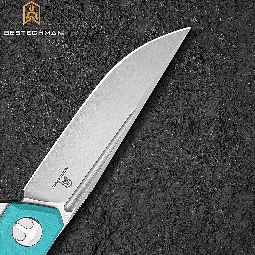 Bestechman Couteau de Poche Mini Dundee Bleu Tiffany G10 D2 6/7