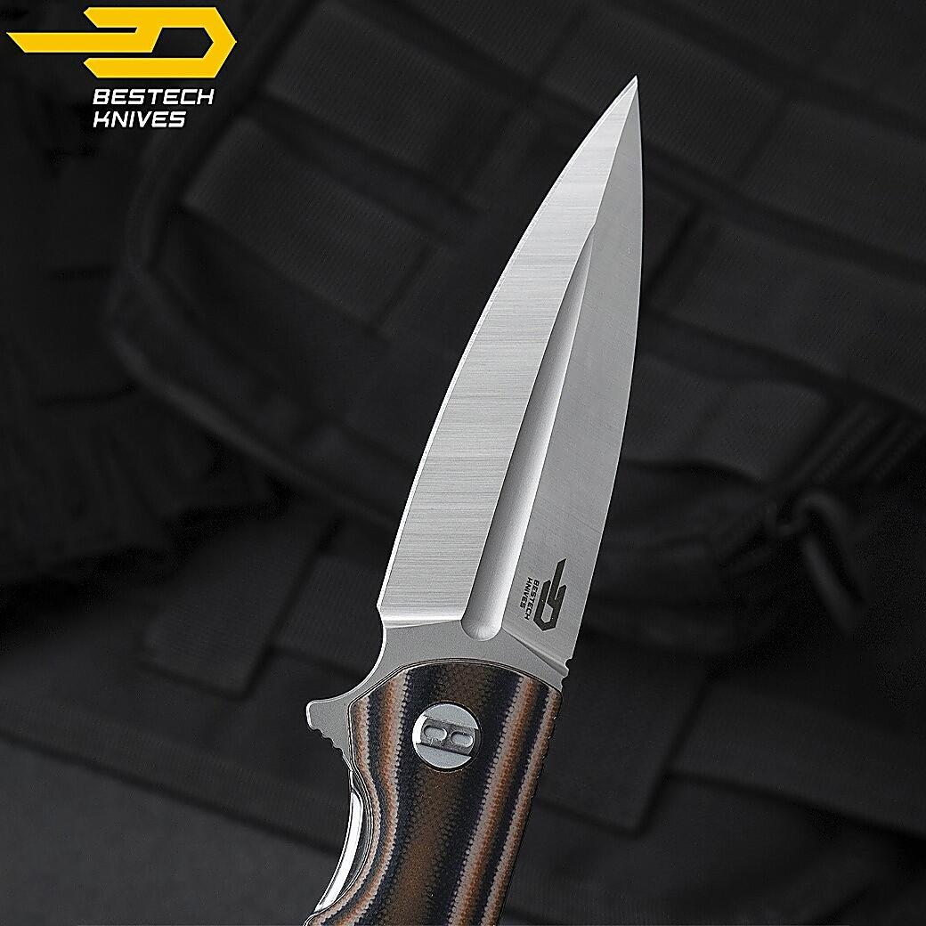 Canivete Bestech Fin Preto Laranja Bege G10 14C28N 7/7