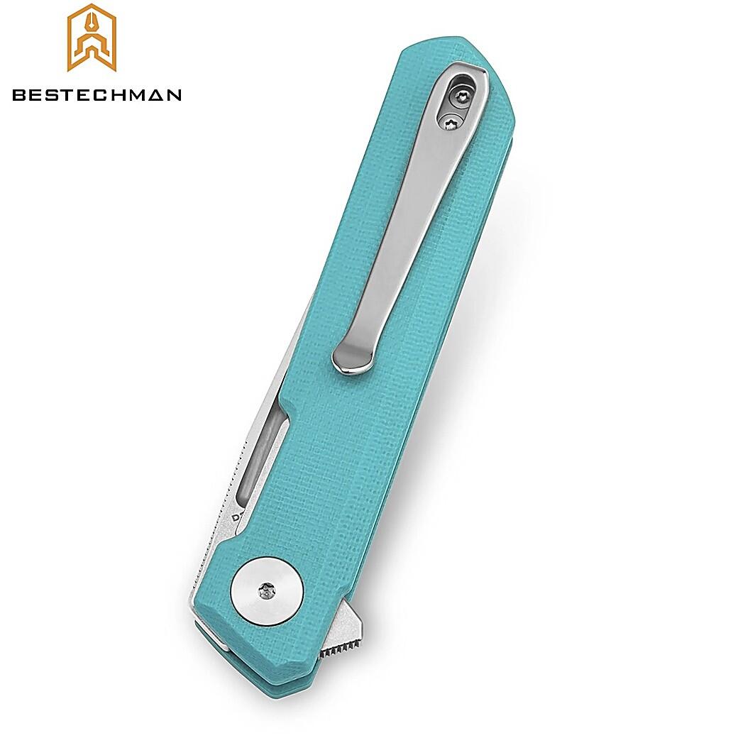 Bestechman Couteau de Poche Mini Dundee Bleu Tiffany G10 D2 3/7