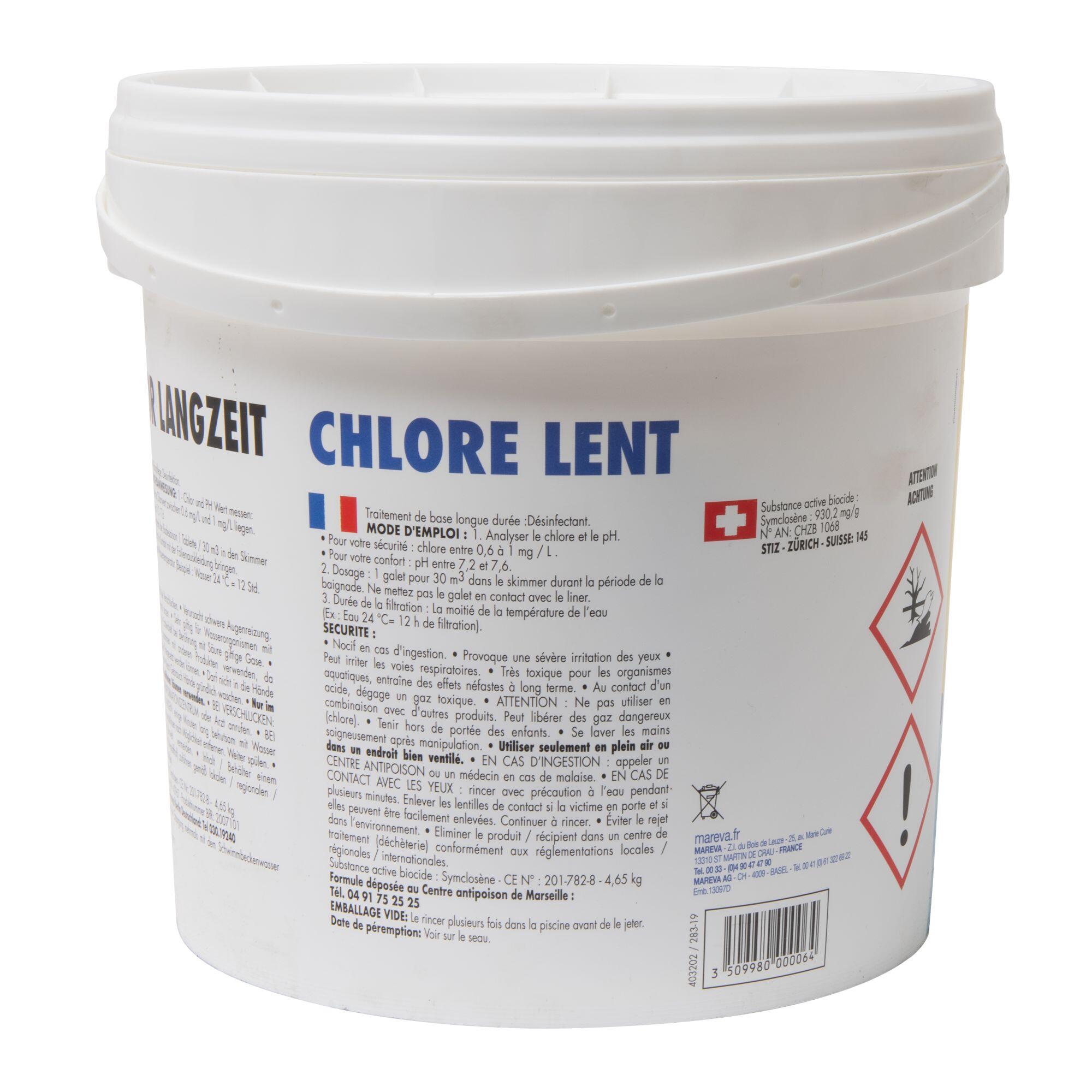 Chlore lent galets 250g en seau de 5 kg 2/5