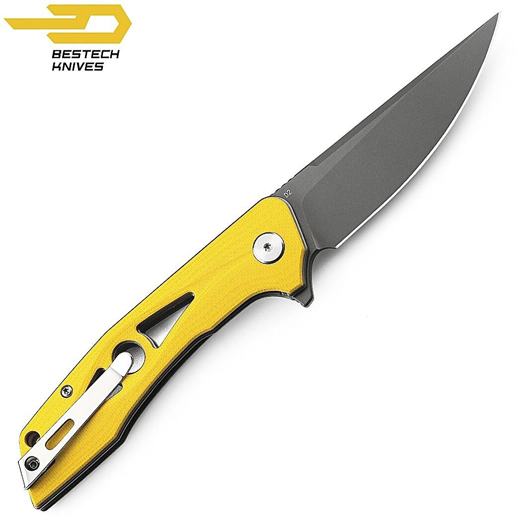 Bestech Couteau de Poche Eye of Ra Jaune G10 D2 6/7