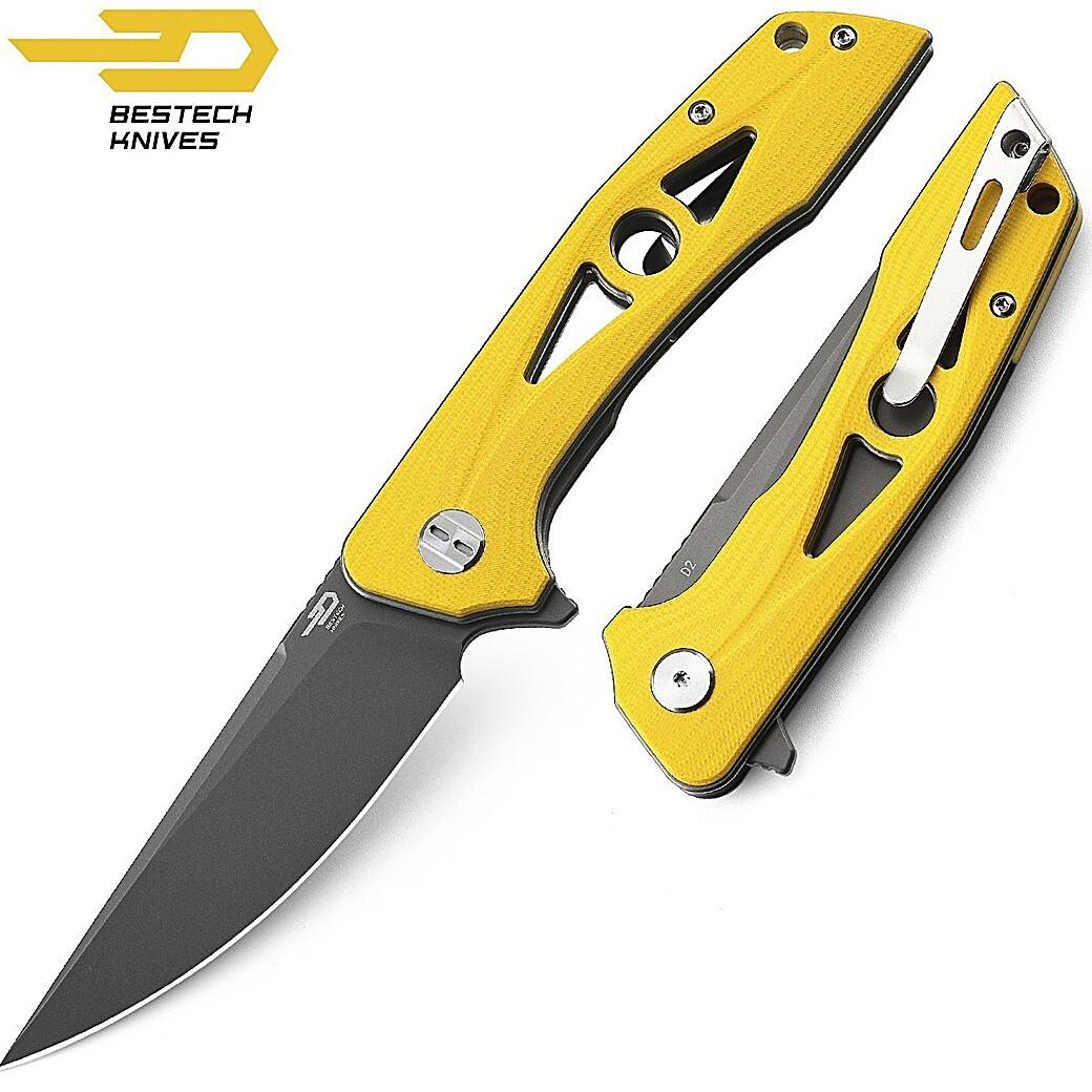 Bestech Couteau de Poche Eye of Ra Jaune G10 D2 3/7