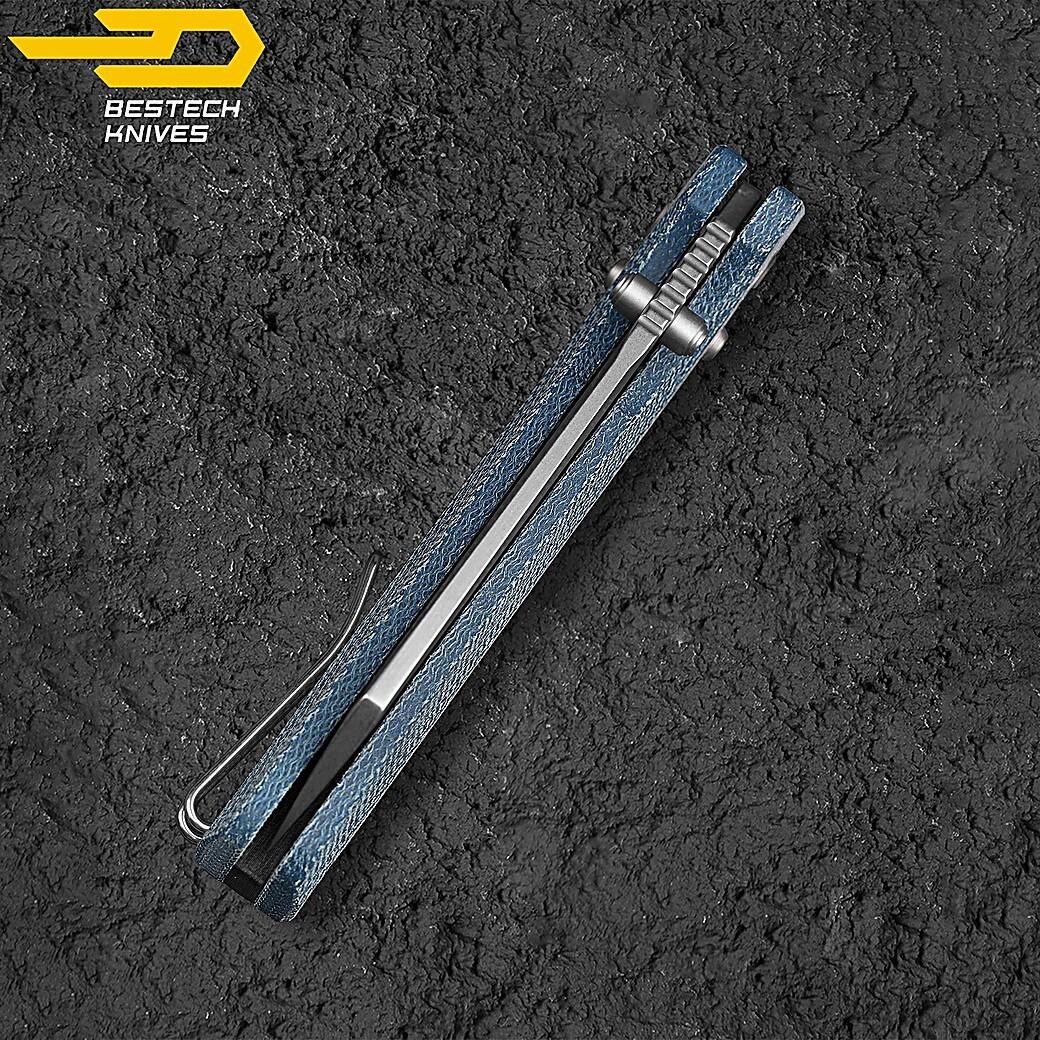 Bestech Couteau de Poche Slasher Bleu Micarta D2 7/7