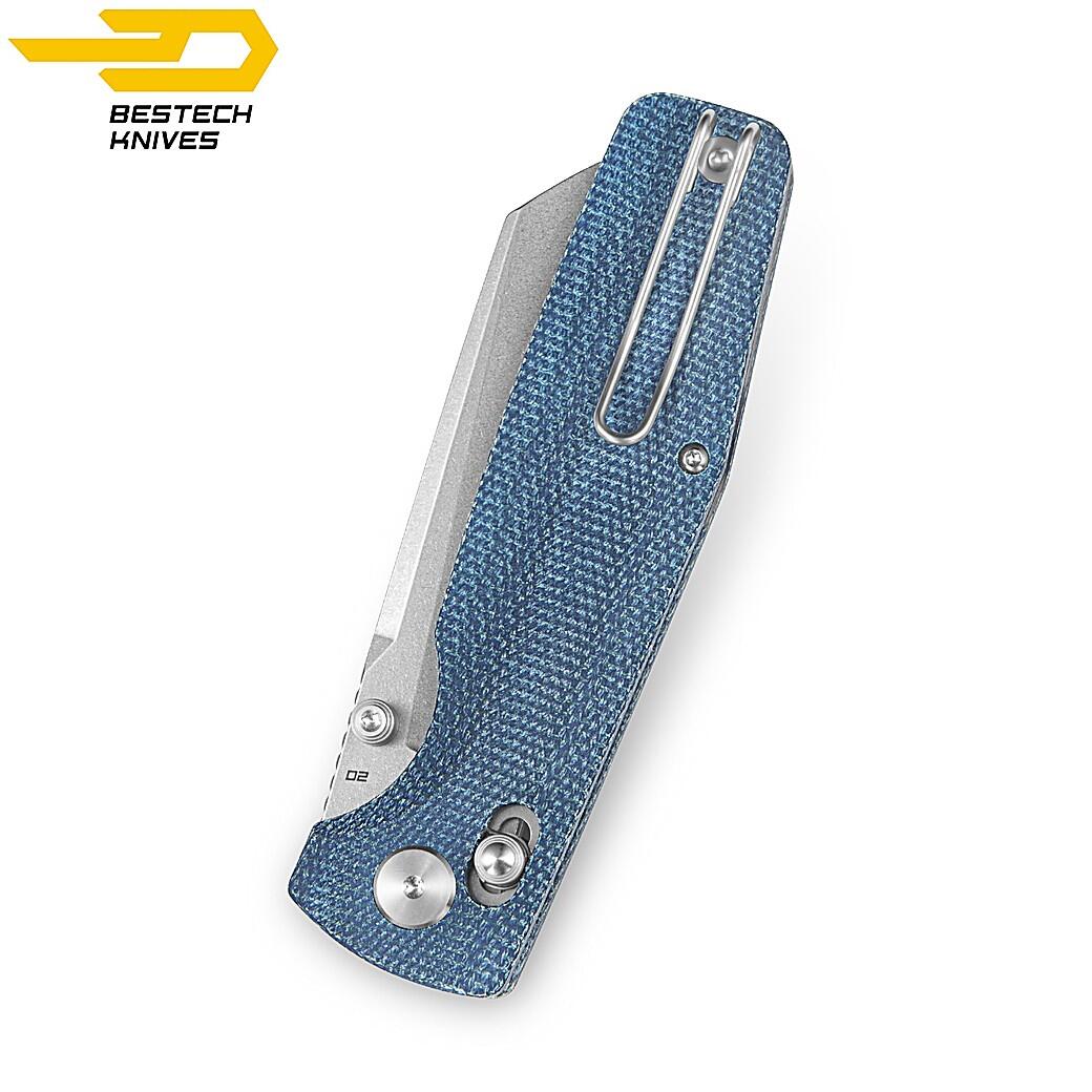 Bestech Couteau de Poche Slasher Bleu Micarta D2 2/7