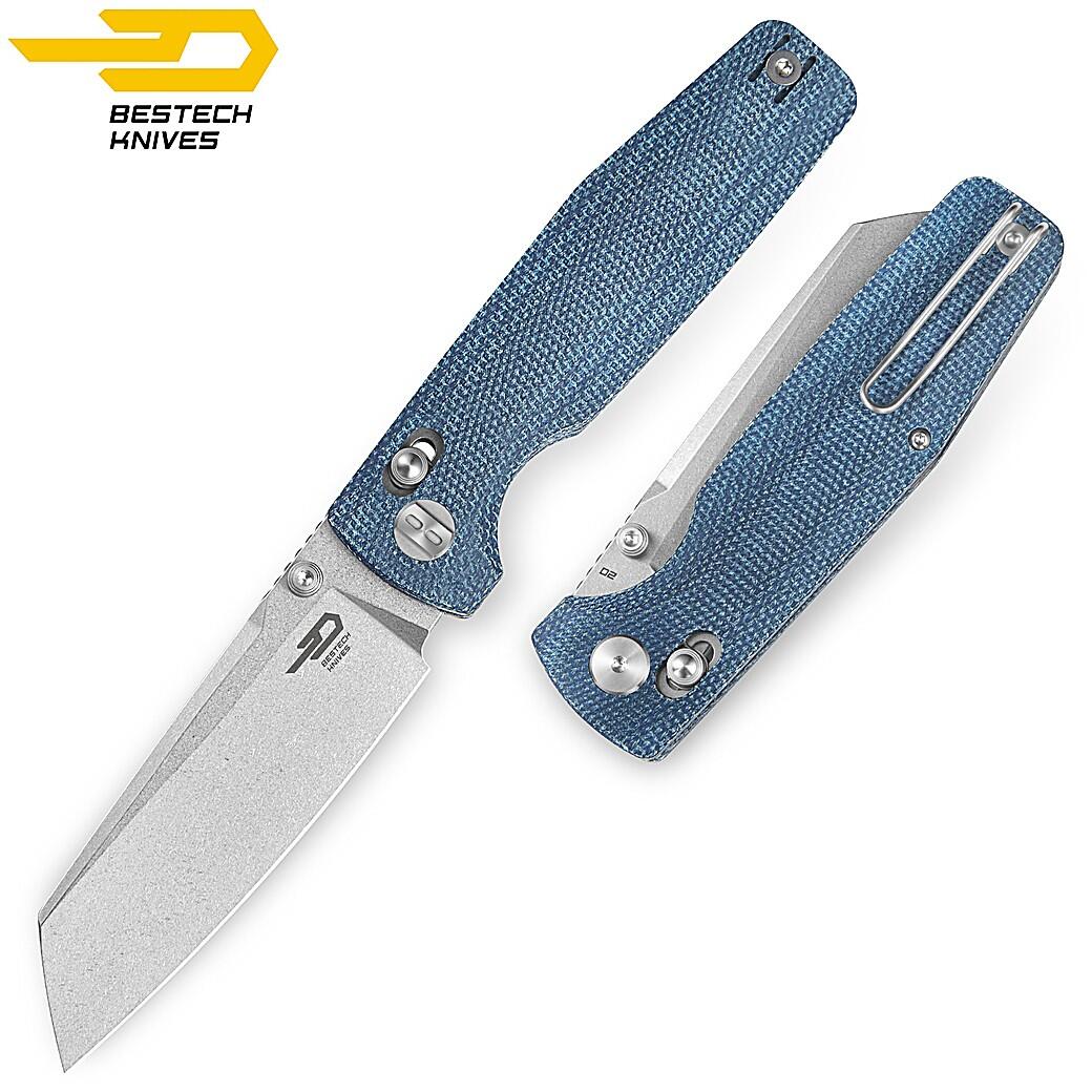 Bestech Couteau de Poche Slasher Bleu Micarta D2 3/7