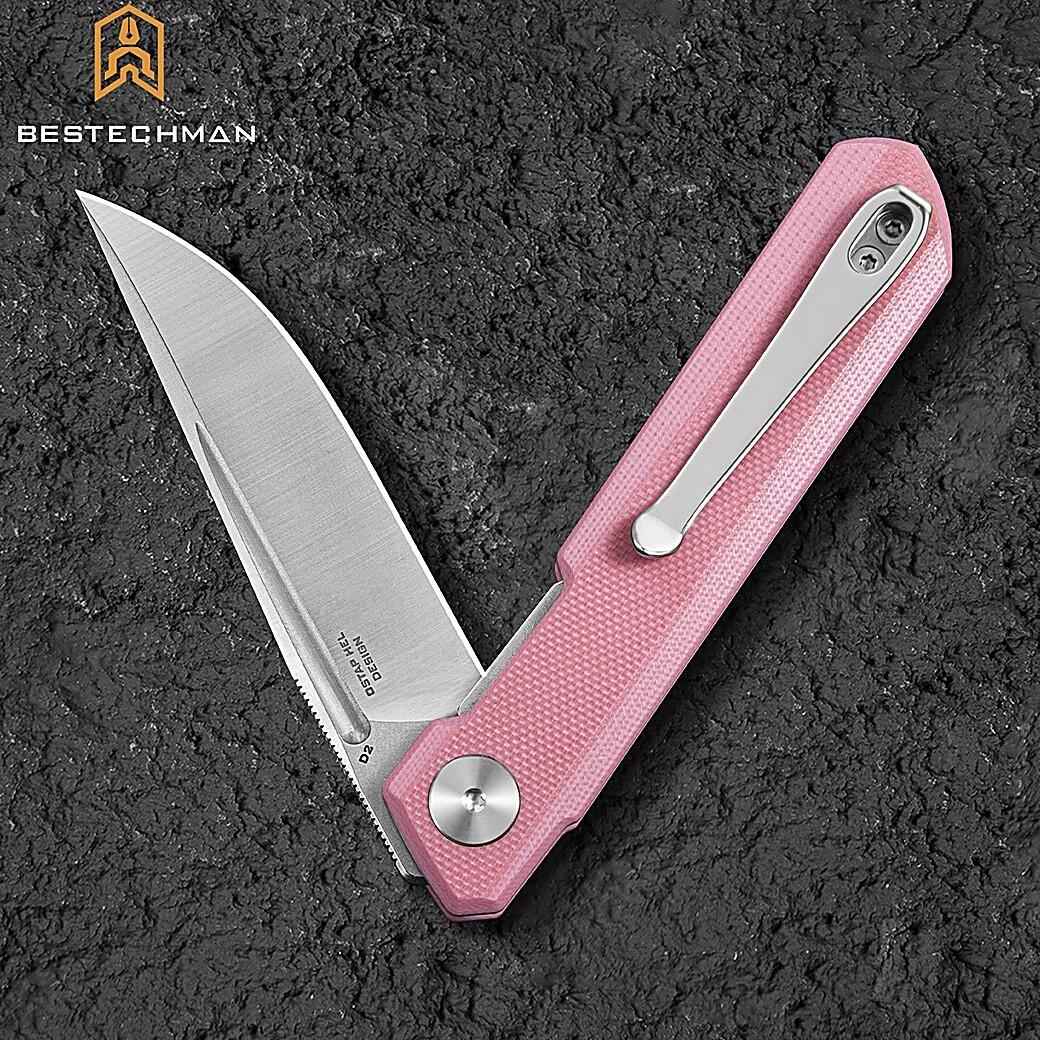 Bestechman Couteau de Poche Mini Dundee Rose G10 D2 7/7