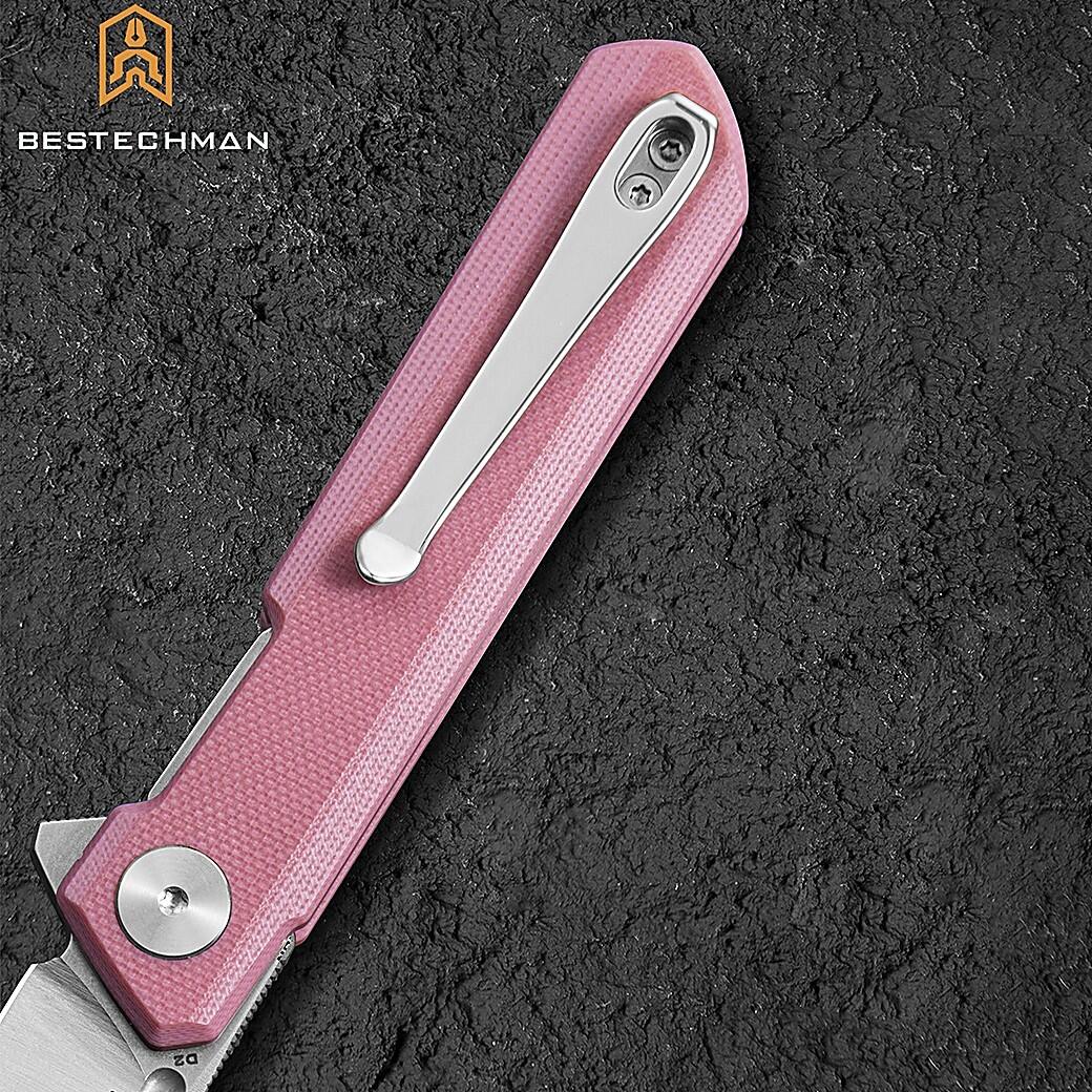 Bestechman Couteau de Poche Mini Dundee Rose G10 D2 6/7