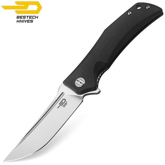 Bestech Couteau de Poche Scimitar Noir G10 D2