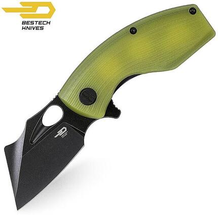 Bestech Couteau de Poche Lizard Vert Lime G10 D2