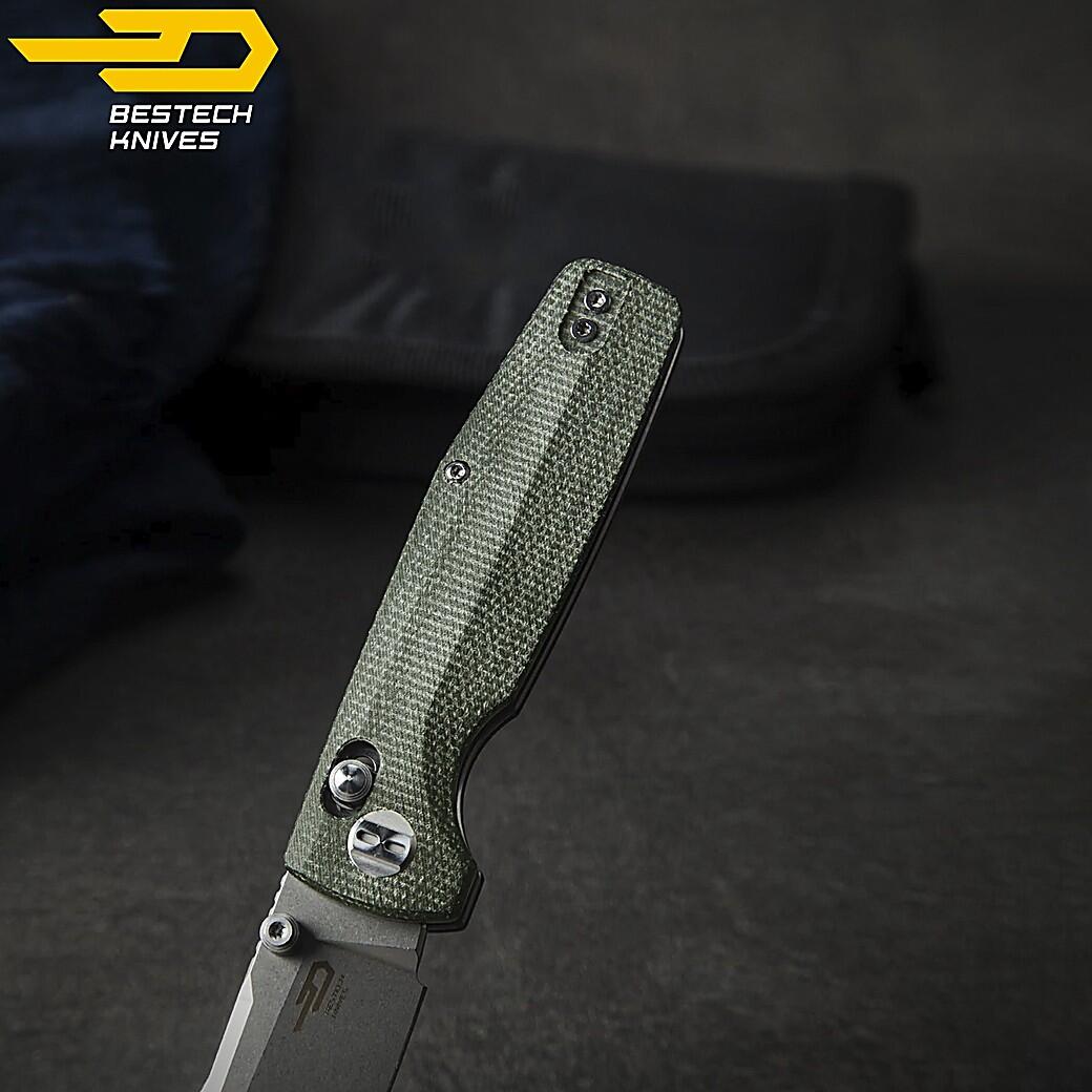 Bestech Couteau de Poche Slasher Vert Micarta D2 7/7