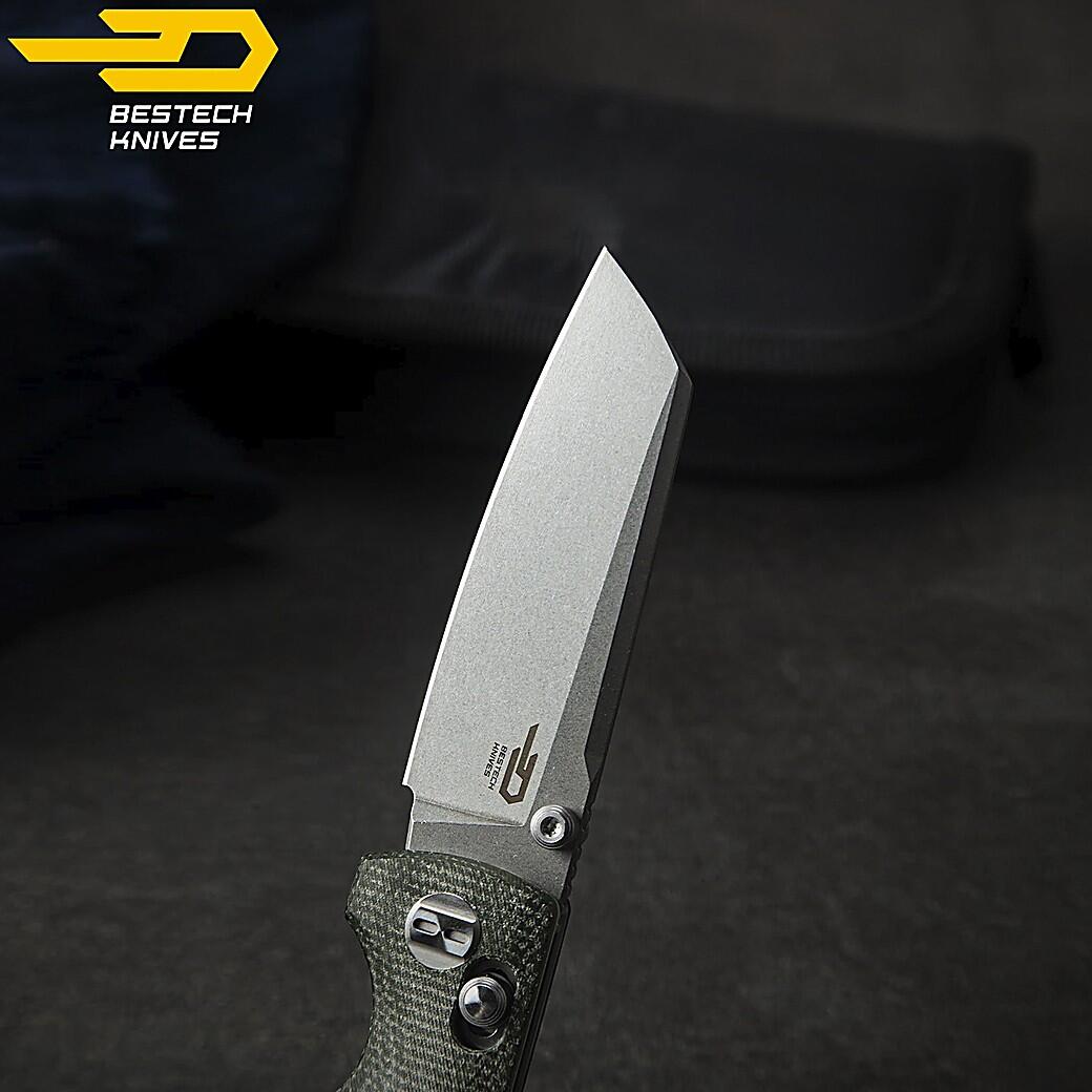 Bestech Couteau de Poche Slasher Vert Micarta D2 6/7