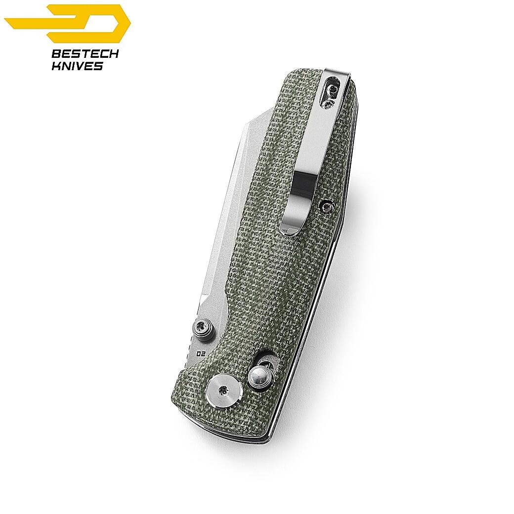 Bestech Couteau de Poche Slasher Vert Micarta D2 2/7
