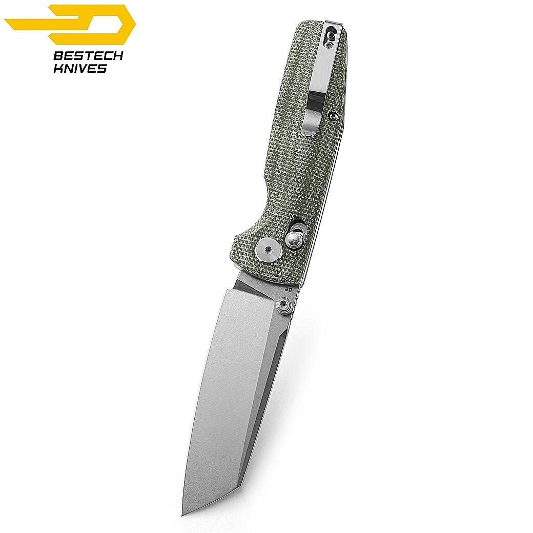 Bestech Couteau de Poche Slasher Vert Micarta D2 3/7