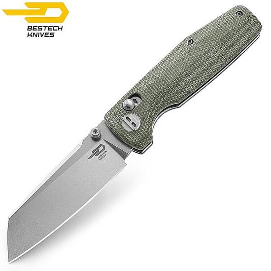 Bestech Couteau de Poche Slasher Vert Micarta D2