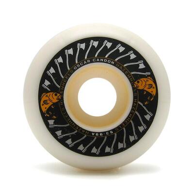 Set van 4 skateboard's wiels slacht campillo 10yrs series 53mm x 34mm 99a side c