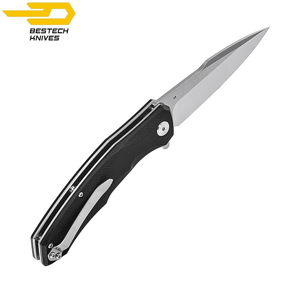 Bestech Couteau de Poche Warwolf Noir G10 D2 5/6