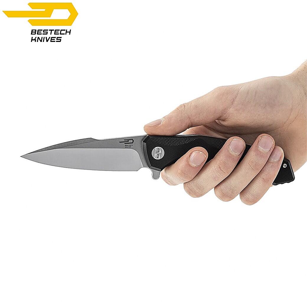 Bestech Couteau de Poche Warwolf Noir G10 D2 3/6