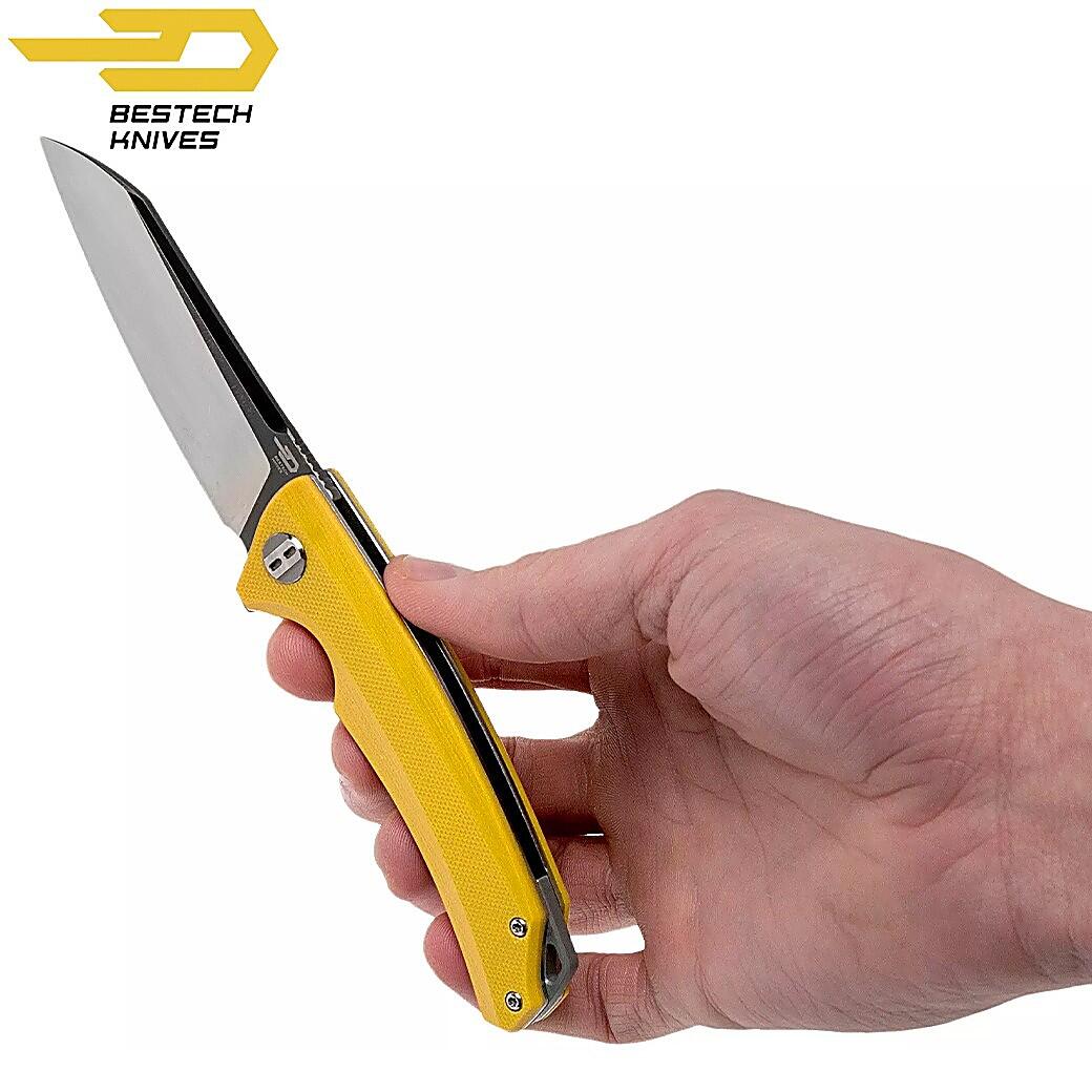 Bestech Couteau de Poche Texel Jaune G10 D2 3/7