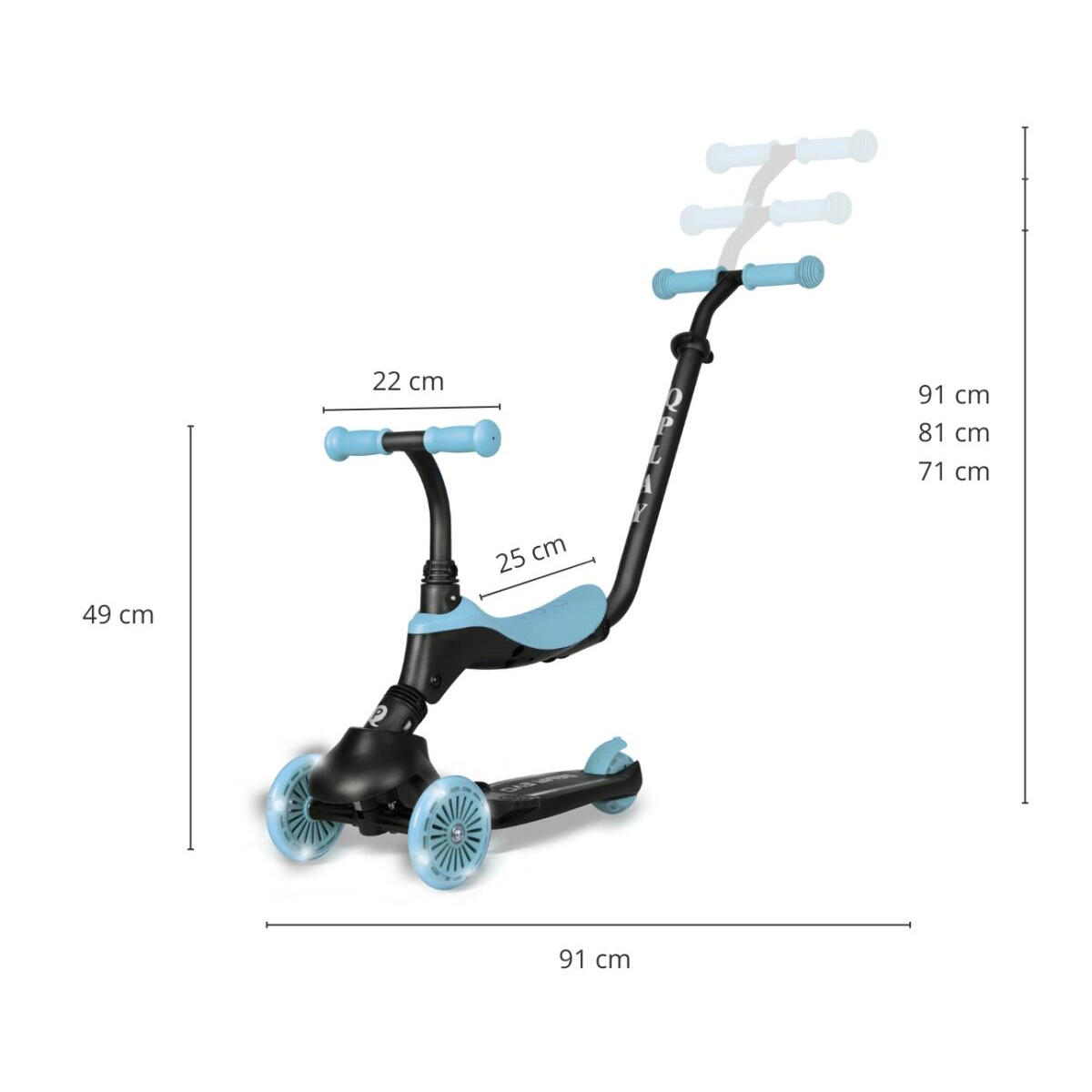 Trottinette Qplay Sema Evo 3-en-1 Bleu 2/6